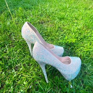 Classy Nude Bedazzled Pumps size 8 1/2